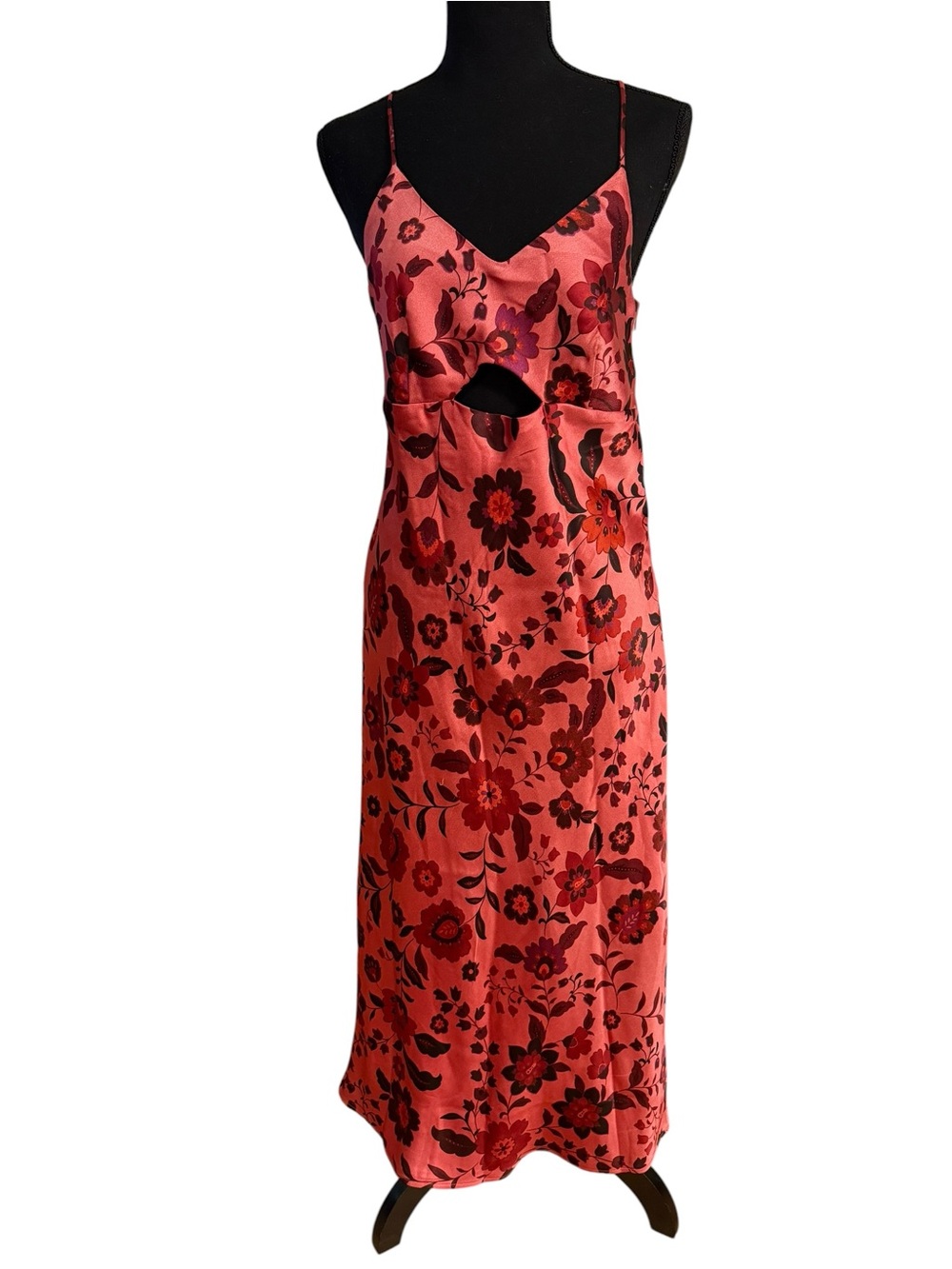 House of Harlow 1960 Pink and Red Floral Maxi Slip Dress sleeveless size large